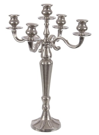 CANDLE HOLDER LARYN, SILVER WITH 5 ARMS H52cm