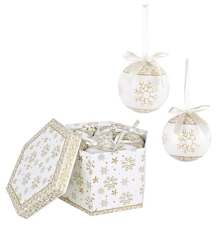 NEW YEAR'S BALL SNOWFLAKE IN A GIFT BOX fi7,5cm, 14pcs