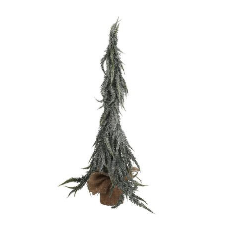 CHRISTMAS TREE GREEN FROSTED WITH BURLAP, H60cm, fi15cm