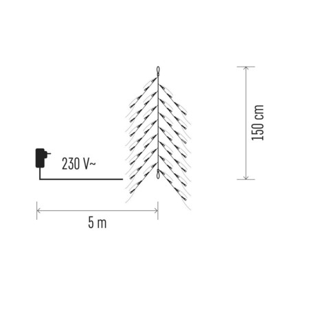 NEW YEAR LIGHTS BRANCH IP44, 100LED, 1,5m