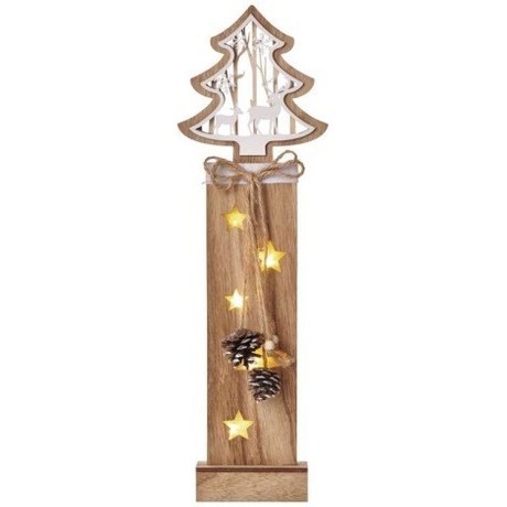 CHRISTMAS TREE WITH LIGHTS, WOODEN, WARM WHITE 48cm