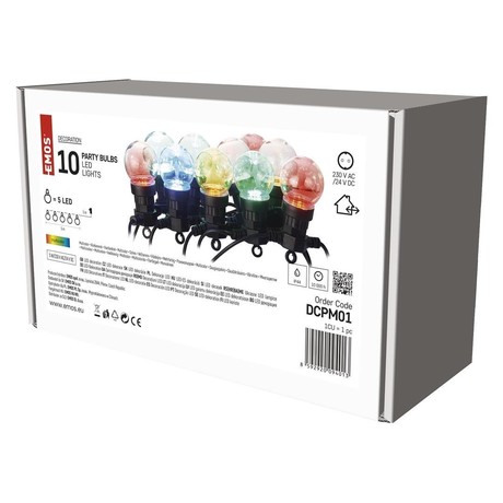 NEW YEAR'S LIGHTS 10 PARTY BULBS, IP44, 50LED