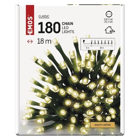 NEW YEAR LIGHTS XMAS, CLS TIMER, WARM WHITE, 18m 180LED