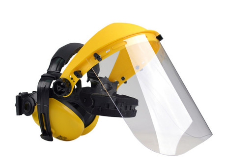 SAFETY FACE SCREEN WITH EARMUFFS POLYCARBONATE