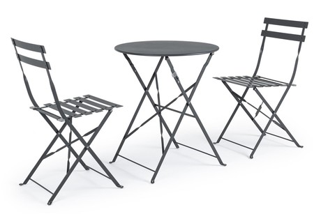 SET TABLE+2 CHAIRS WISSANT ANTHRACITE