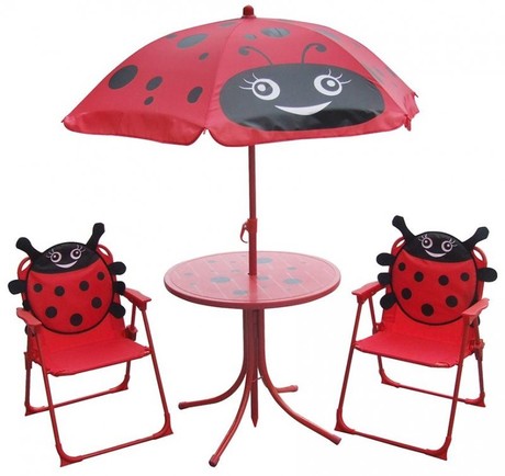 SET LADYBUG parasol 105 cm, table 50 cm, 2 chairs