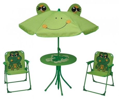 SET FROG parasol 105 cm, table 50 cm, 2 chairs