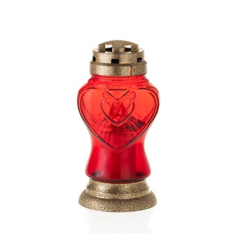 GLASS ELECTRONIC CANDLE HEART -RED