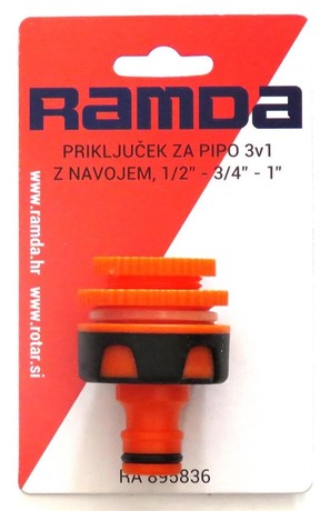 RAMDA CONNECTOR FOR FAUCET THREADED 3in1, 1/2